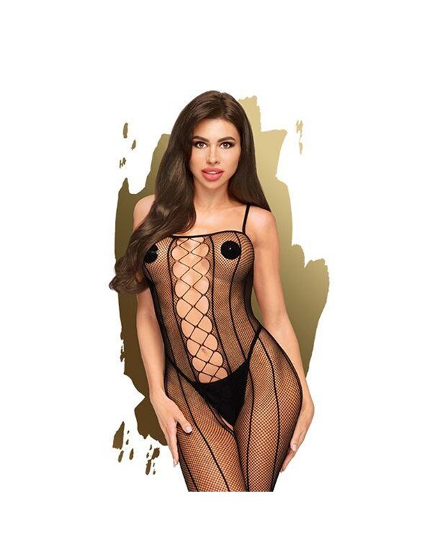 Бодистокинг со шнуровкой и вертикальными швами Penthouse - Drop-dead Tasty Black XL