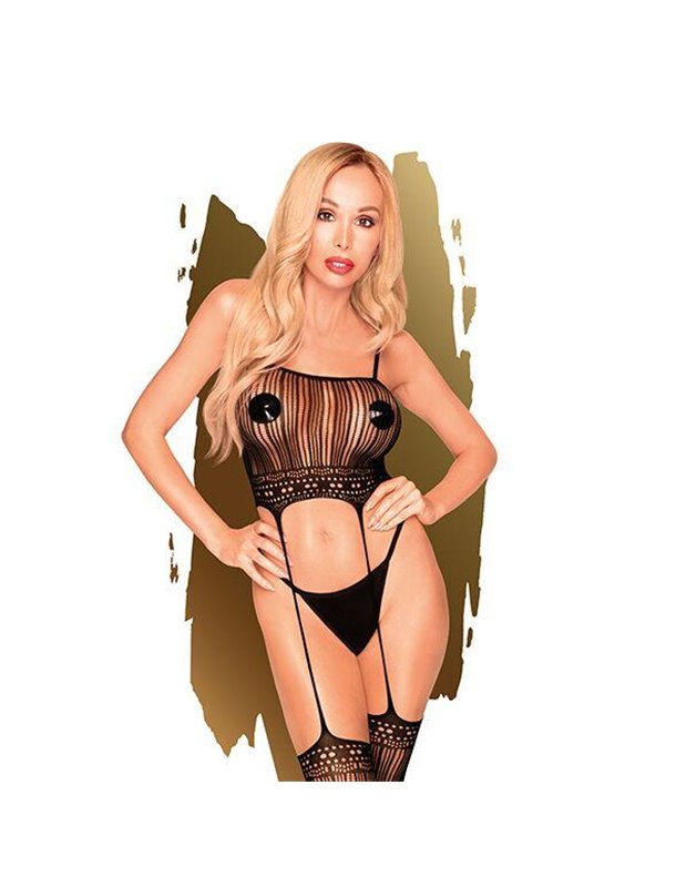 Бодистокинг с топом и чулками на подвязках Penthouse - Sex Dealer Black XL