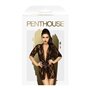 Комплект пеньюар с декором в виде роз и стрингами Penthouse - Sweet Retreat Black XL