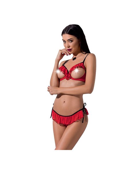 Комплект белья Passion CHERRY SET WITH OPEN BRA Exclusive размер L/XL красный (PS25507)