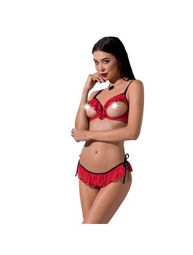 Комплект белья Passion CHERRY SET WITH OPEN BRA Exclusive размер S/M красный (PS25508)