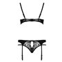 Комплект белья и пояс для чулок Passion PAULINE SET, размер S/M, черный (EL15805)