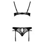 Комплект белья и пояс для чулок Passion PAULINE SET, размер XXL/XXXL, черный (EL15806)
