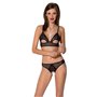 Комплект Passion Christa Set black L/XL: браллет с ажурным лифом и открытыми трусиками