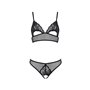 Комплект Passion Christa Set black L/XL: браллет с ажурным лифом и открытыми трусиками