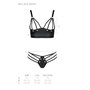 Комплект из эко-кожи Passion Malwia Bikini black S/M: с люверсами и ремешками, бра и трусики