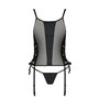 Сетчатый корсет из эко-кожи Passion Malwia Corset black S/M: с люверсами и съемными пажами