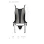 Сетчатый корсет из эко-кожи Passion Malwia Corset black S/M: с люверсами и съемными пажами