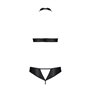Комплект из эко-кожи Passion Malwia Set with Open Bra black L/XL: топ и трусики с люверсами