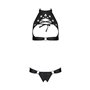 Комплект из эко-кожи Passion Malwia Set with Open Bra black XXL/XXXL: топ и трусики с люверсами