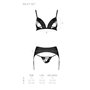 Комплект из эко-кожи Passion Miley Set black L/XL: трусики, бюстгальтер, пояс для чулок