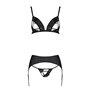 Комплект из эко-кожи Passion Miley Set black XXL/XXXL: трусики, бюстгальтер, пояс для чулок