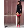Чулки Passion ST120 3/4 черно-красные, на ажурной силиконовой резинке, с изысканным декором