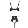 Комплект из эко-кожи Passion Tamaris Set black L/XL: бюстгальтер и трусики с перфорацией
