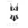 Комплект из эко-кожи Passion Tamaris Set black L/XL: бюстгальтер и трусики с перфорацией