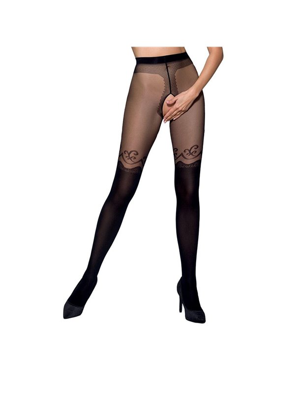 Колготки с открытым доступом Passion TIOPEN 012 black 3/4 (20/40 den), двойная плотность