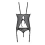 Корсет Passion Ursula Corset black S/M, с пажами, трусики с ажурным декором и открытым шагом