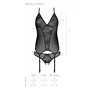 Корсет Passion Ursula Corset black S/M, с пажами, трусики с ажурным декором и открытым шагом