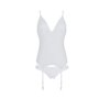 Корсет Passion Ursula Corset white L/XL, с пажами, трусики с ажурным декором и открытым шагом