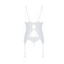 Корсет Passion Ursula Corset white L/XL, с пажами, трусики с ажурным декором и открытым шагом