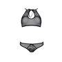 Комплект Passion URSULA SET black S/M: бра, трусики с ажурным декором и открытым шагом