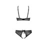 Комплект Passion URSULA SET black S/M: бра, трусики с ажурным декором и открытым шагом
