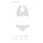 Комплект Passion URSULA SET white L/XL: бра, трусики с ажурным декором и открытым шагом