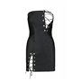 Мини-платье из экокожи CELINE CHEMISE black 4XL/5XL — Passion: шнуровка, трусики в комплекте