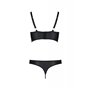 Комплект из эко-кожи с люверсами и ремешками Malwia Bikini black 4XL/5XL — Passion, бра и трусики
