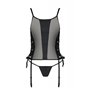 Сетчатый корсет из эко-кожи, с люверсами и съемными пажами Malwia Corset black 6XL/7XL — Passion