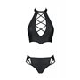 Комплект из эко-кожи Nancy Bikini black 4XL/5XL - Passion, бра и трусики с имитацией шнуровки