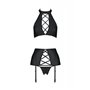 Комплект с имитацией шнуровки Nancy Set black 4XL/5XL - Passion топ, трусики и пояс для чулок