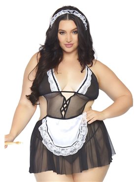Leg Avenue Roleplay Fantasy French Maid + 1X-2X Black/White
