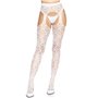 Leg Avenue Heart net suspender hose OS White