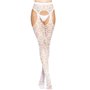 Leg Avenue Heart net suspender hose OS White