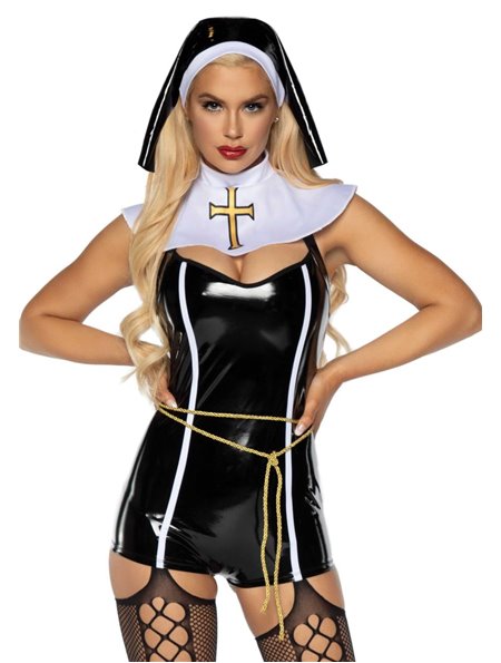 Leg Avenue Vinyl Sinful Sister XL Black