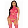 Бодистокинг Leg Avenue High neck lace bodystocking Raspberry One size (SO8572)