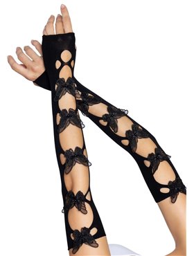 Leg Avenue Butterfly applique arm warmers Black