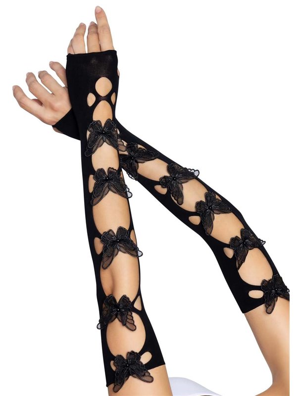 Leg Avenue Butterfly applique arm warmers Black