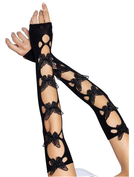 Leg Avenue Butterfly applique arm warmers Black
