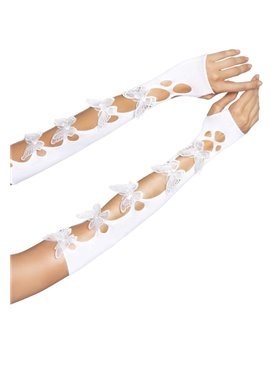 Leg Avenue Butterfly applique arm warmers White