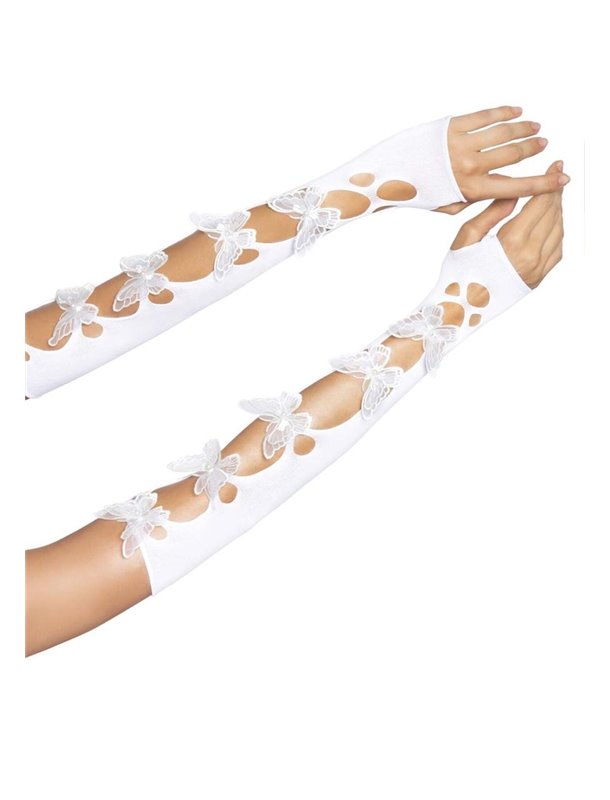 Leg Avenue Butterfly applique arm warmers White