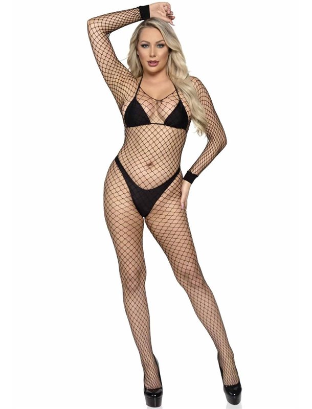 Бодістокінг Leg Avenue Long Sleeved Bodystocking Black One size (SO8614)
