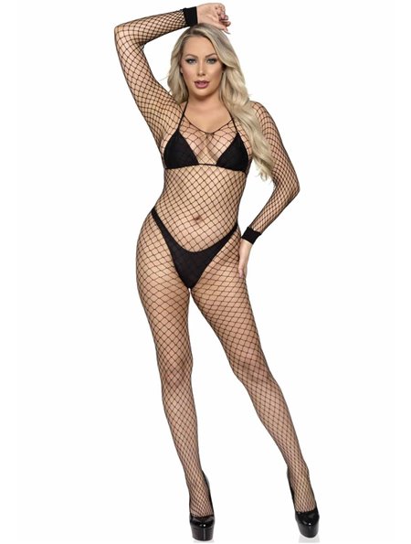 Бодістокінг Leg Avenue Long Sleeved Bodystocking Black One size (SO8614)