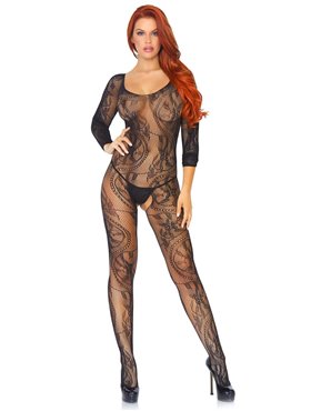 Бодистокинг Leg Avenue Swirl Lace Bodystocking One size Black (SO8617)
