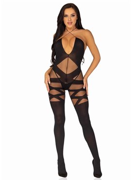 Бодистокинг Leg Avenue Illusion halter bodystocking Black One size (SO8619)