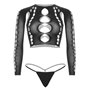 Комплект Leg Avenue Long sleeve crop top & string Black One Size