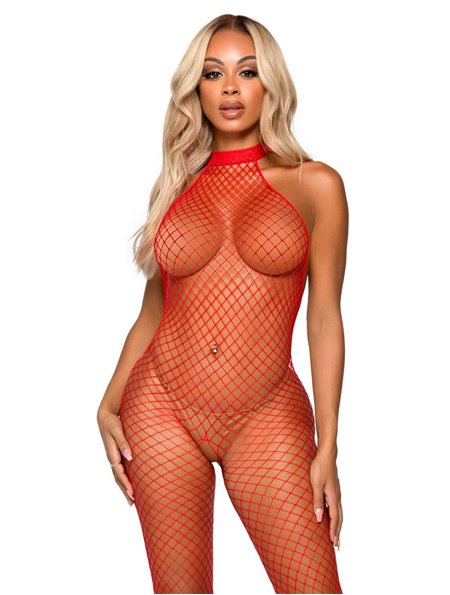Бодистокинг Leg Avenue Racer neck bodystocking Red