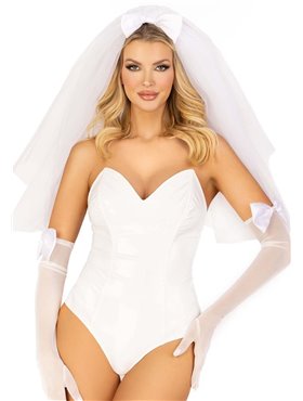 Эротический костюм невесты Leg Avenue Tiered bridal veil O/S