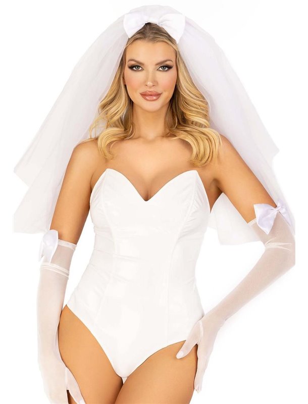 Эротический костюм невесты Leg Avenue Tiered bridal veil O/S